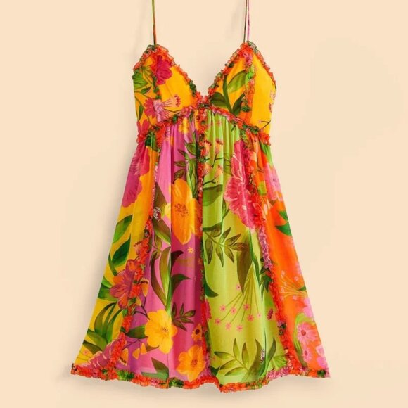 farm rio mixed romantic garden mini dress Farm Rio Women's Delicate Fruit Garden Mini Dress Saint Bernard